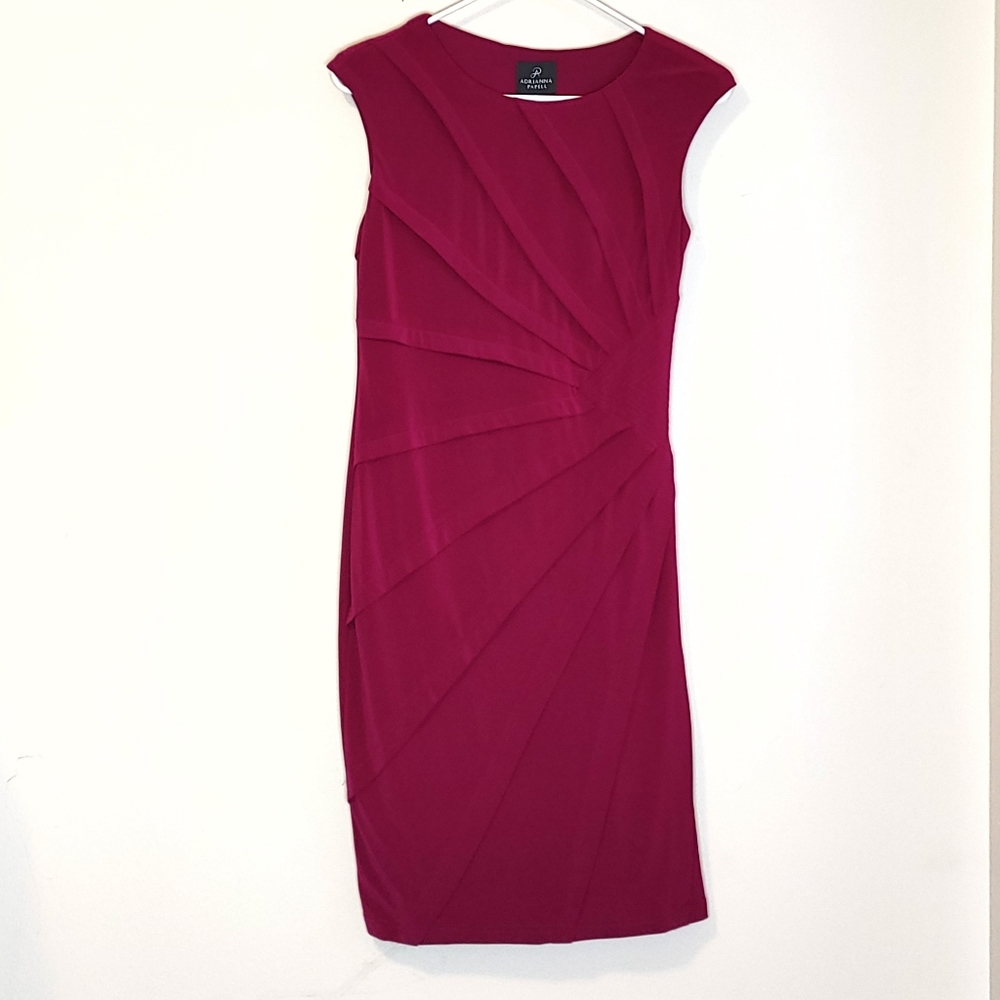 Adriana Papell Sleeveless Pleated Purple Dress Size 4P